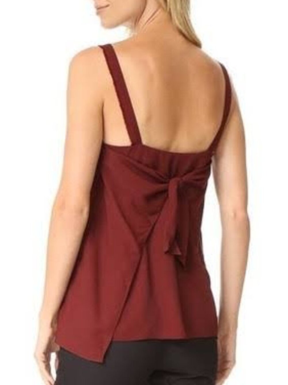 Helmut Lang Back Tie Twill Jacquard Tank Pomegranate Small Womens NWT